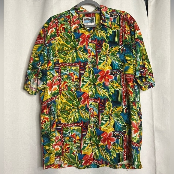Cooke Street Green Tropical Hawaiian Shirt Large - Picture 9 of 9